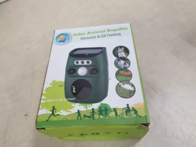 Solar Animal Repeller, Outdoor Weatherproof Solar Powered, Ultrasonic LED Flash