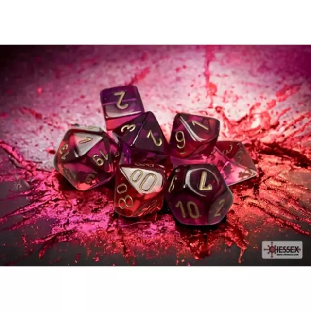 Set 7 DADI Chessex Gemini Translucent Rosso - Viola / Oro