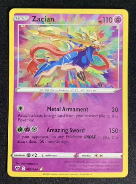 Zacian 082/185 - Vivid Voltage - Amazing Rare Holo Pokemon Card Near Mint