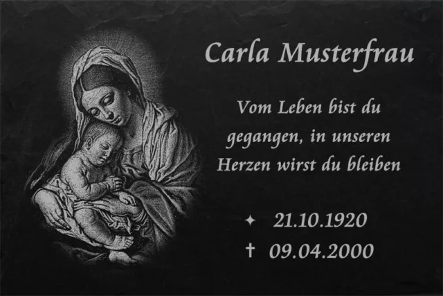 GRABPLATTE Maria Grabmal Grabschmuck Grabstein-028 ► Wunschgravur ◄ 50 x 30 cm