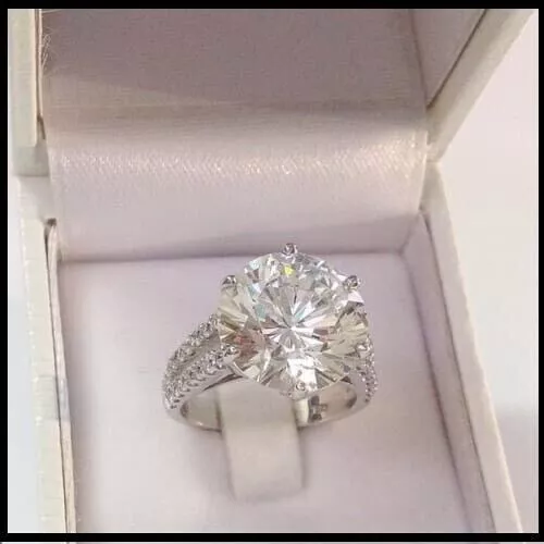 5CT Round Cut Lab-Created Diamond Engagement Wedding Ring 14K White Gold Finish