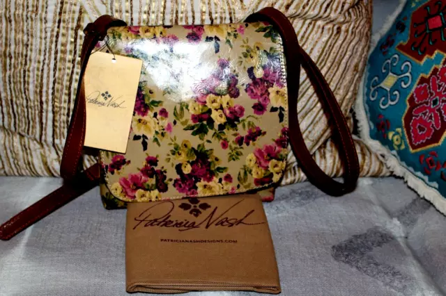 New Patricia Nash Granada Antique Rose Crossbody Multi  Leather Bag Msrp$ 169.00