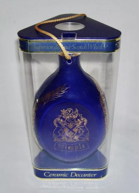 HAIG & CO. ~ Empty Cobalt Blue Porcelain DIMPLE Decanter w/Gold Graphics & Case