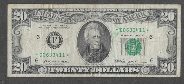 FR 2067-F* STAR Atlanta $20 Series of 1969 Green Seal Federal Reserve Note