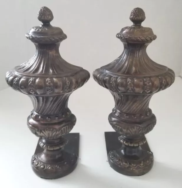 Vintage Urn Bookends Bronze Tone Antique Style Finished Metal