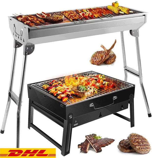 Holzkohlegrill Standgrill BBQ Grill Edelstahl Klappgrill Tragbarer Camping Grill