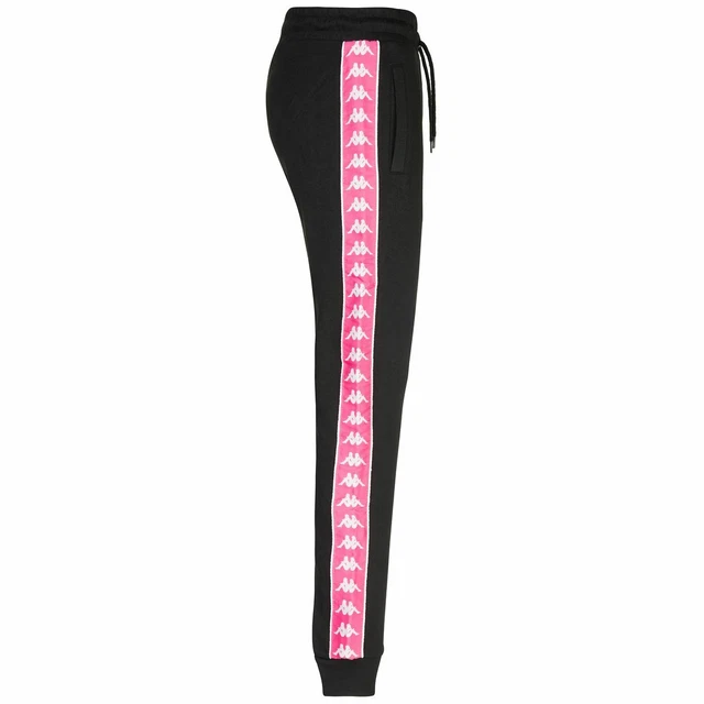PANTALONE TUTA DONNA Kappa 222 Banda Barnu nero banda fucsia felpa