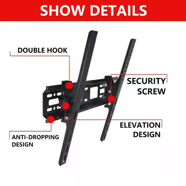 TV WALL MOUNT BRACKET Tilting LCD LED Plasma Flat Slim 32 40 42 46 47 50 52 55in 3