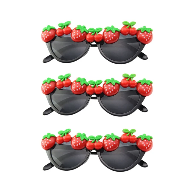 3 pezzi occhiali da sole decorativi stile hawaiano carini occhiali a forma di fragola