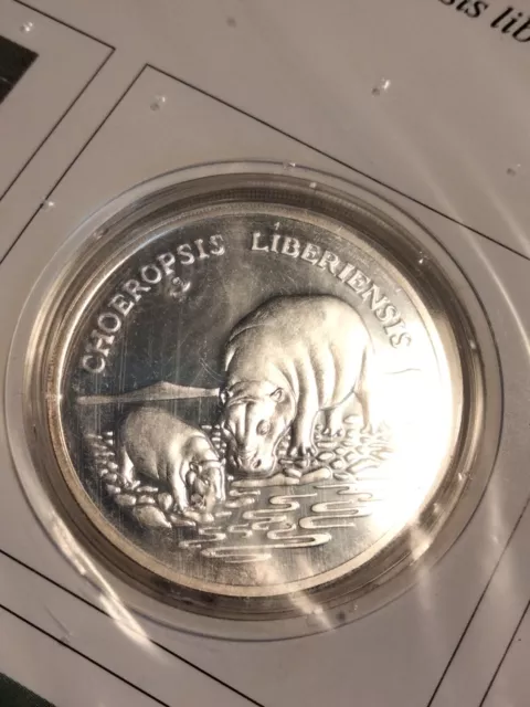 Pygmy Hippo WWF World Wildlife Fund 30 Anniversary Solid Silver Proof Medal 20g