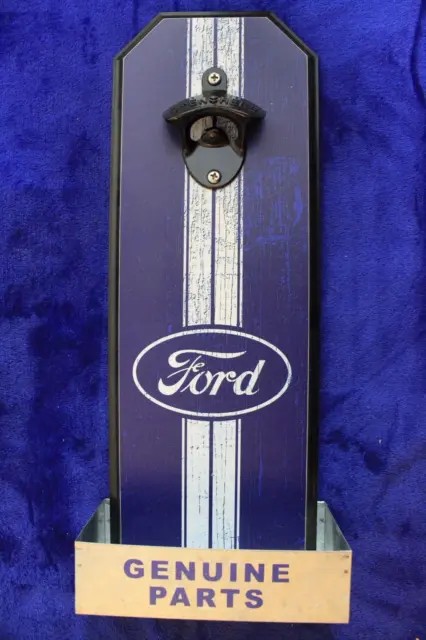 Ford Wall Mount Bottle Opener Badge Logo FoMoCo Truck Mustang Thunderbird Script
