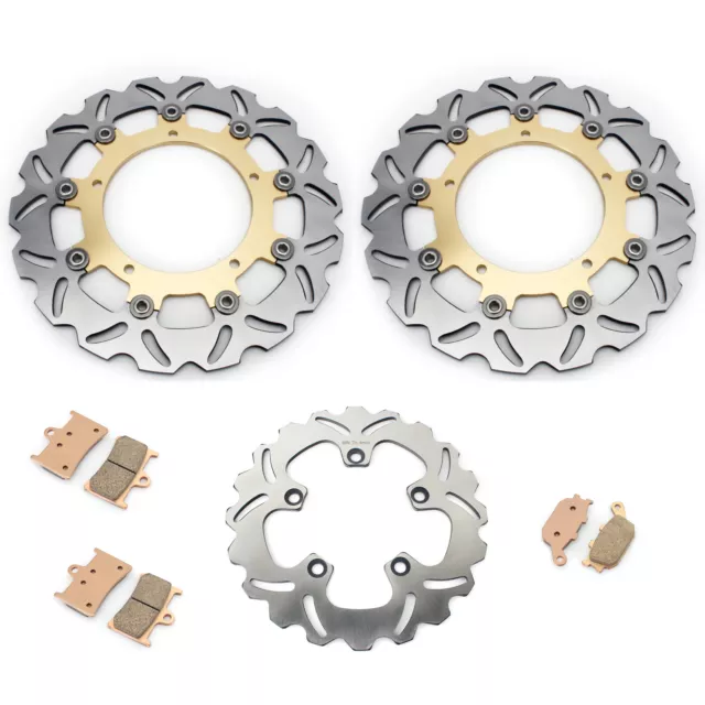 For Yamaha FZ6 S2 / Fazer 2007-2010 07 08 09 10 Gold Front Rear Brake Discs Pads