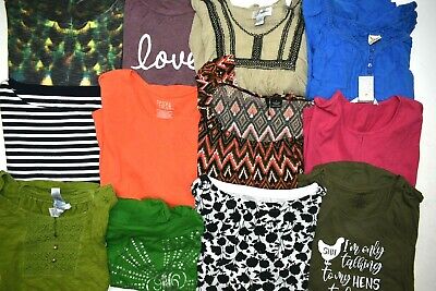 Wholesale Bulk Lot Of 12 Womens Large Short Sleeve Business Casual Tops Blouses