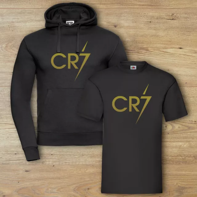 CR7 Ronaldo Adults Hoodie T-Shirt Football Black or Red Great Gift Free Delivery