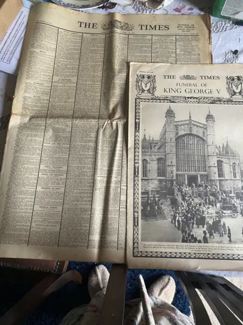 The Times Newspaper 29/01/1936. With Supplement. Funeral of King George V Origin