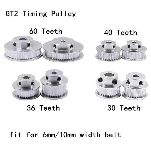 GT2 30/36/40/60T Timing Pulley 5-10mm Bore 6mm Belt Width For 3D Printer Reprap
