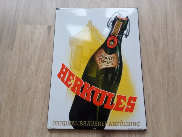 Herkules Export Bier Emailschild Emailleschild sign Brauerei Kassel enamel