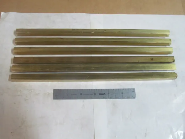 (6) Pieces Of Hex & Square 360 Brass Rods 12" Long, 1/2" Square & 9/16" Hex.