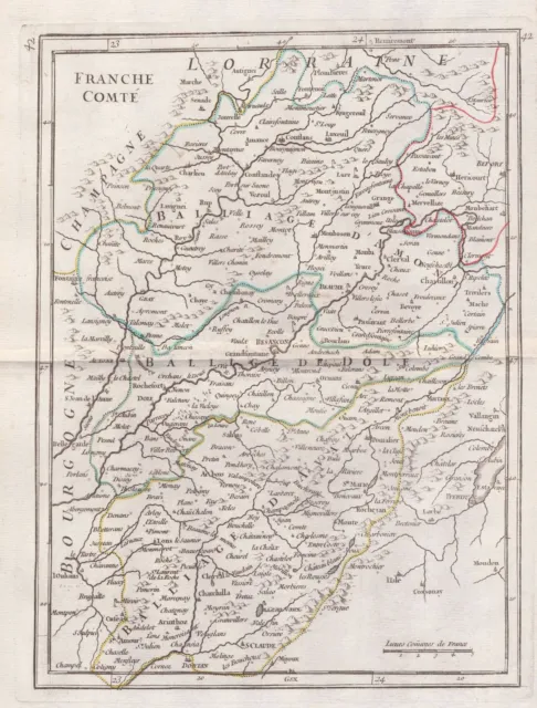 Franche Comte France carte Besancon map Karte Kupferstich Le Rouge 1767