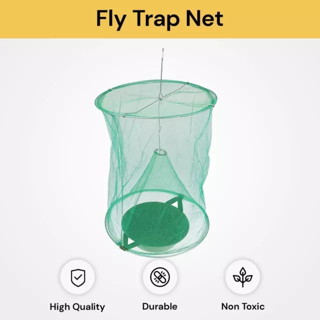 Reusable Fly Trap Insect Killer Net Cage Trap Ranch Pest Hanging Catcher Bowl AU