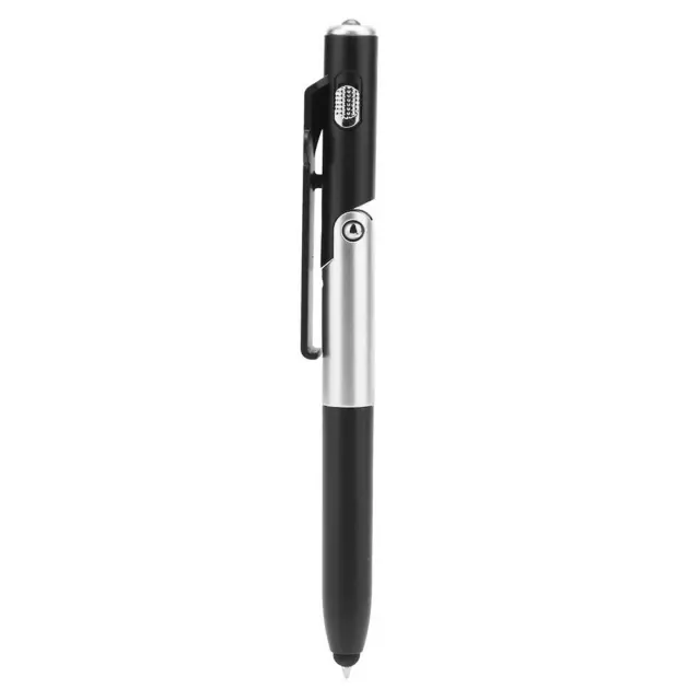 Multifunctional Ballpoint Pen Folding LED Light Phone Holder Pen (Black