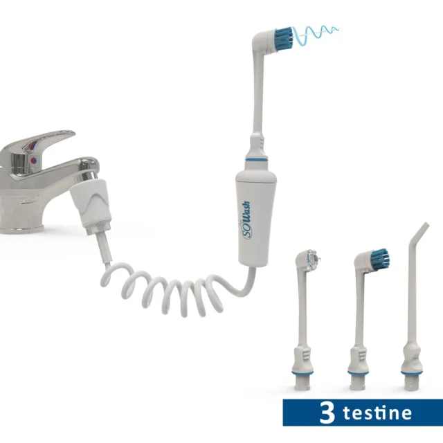 SoWash Idropulsore Trio | 1 Testina Vortice, 1 Testina Vortice Brush e 1 Testina