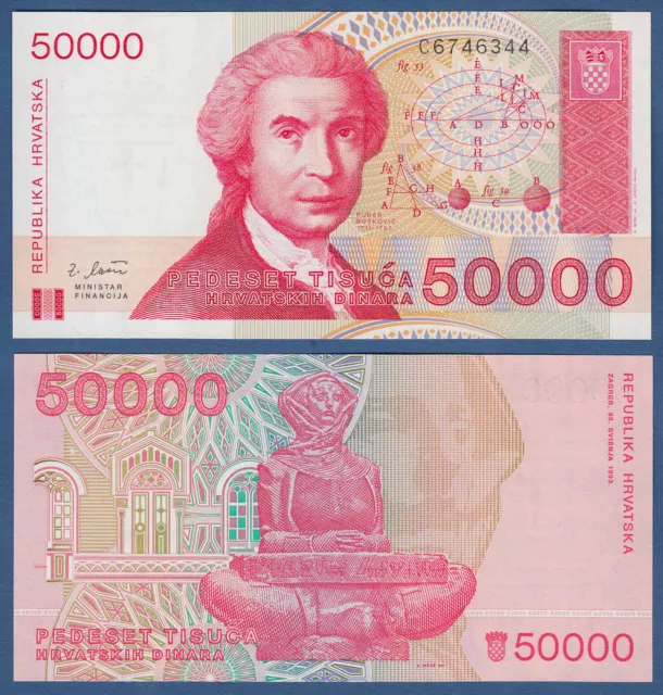 KROATIEN / CROATIA 50000 Dinara 1993  UNC  P.26