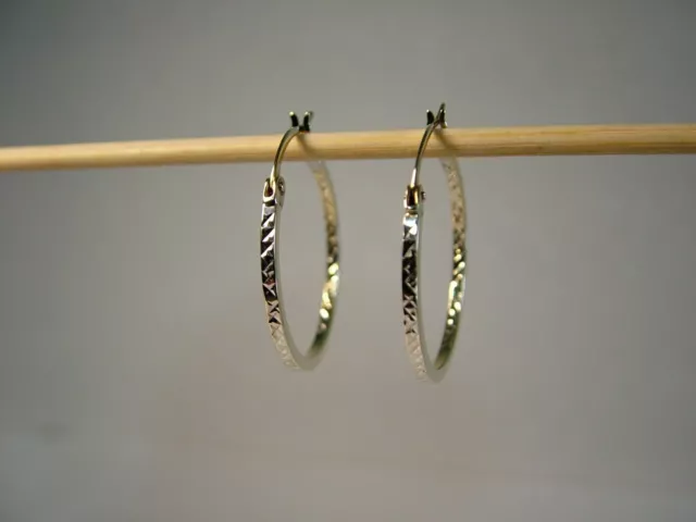 Ladies 9ct Yellow/White Gold Hoop Earrings New Marked 375 Excellent Condition