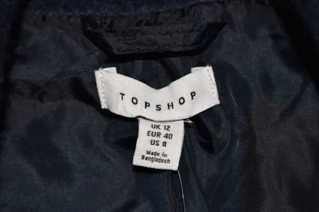 TOPSHOP NEW $168 Manhattan Belted Coat in Petrol Size 8 3