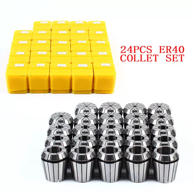 ER40 Collet Set Metric Size High Precision Spring Clamping Collet Tool 24 pcs