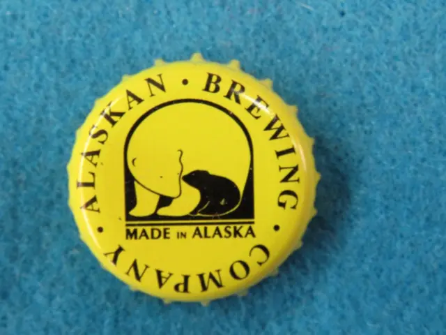 Yellow BEER Bottle Crown Cap ~ ALASKAN Brewing Co ~ Made in ALASKA ~ Polar Bear