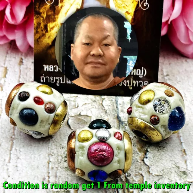 Takrut Leklai Ball Protection Immortal Somporn White Magic Thai Amulet #15848