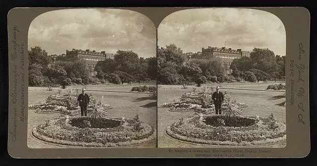 St. Stephens Green and Shelbourne Hotel, Dublin, Ireland Old Historic Photo