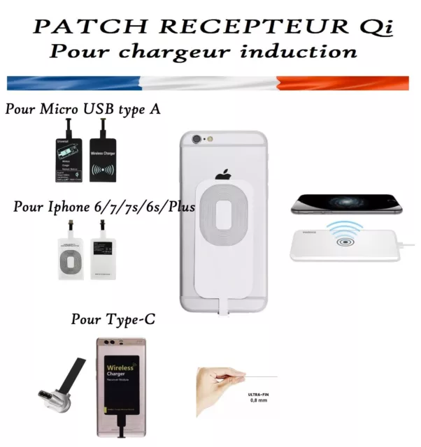 Patch Recepteur Qi pour chargeur Induction sans fil pr tout Smartphone iphone