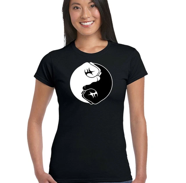 Donna Arti Marziali T-Shirt Yin Yang Fists Mma Top UFC Kick Boxe Thai Palestra
