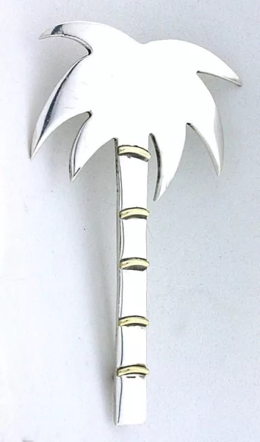 LARGE Palm Tree 2 4/5 x 1 2/3 Inch Solid .925 Sterling Silver Pin Pendant Brooch