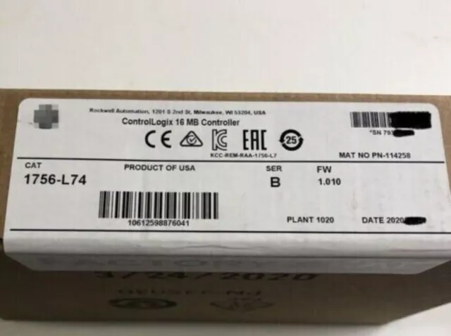 NEW 1756-L74 /B Allen Bradley 16MB Controller ControlLogix Logix5574 Processor