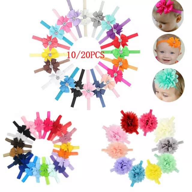 10-20X Newborn Baby Headbands Set Elastic Kids Girls Bow Hair Band Headdress 2