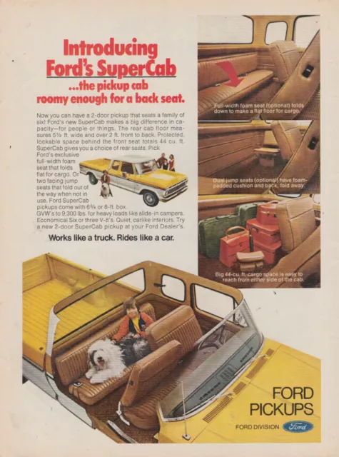 Introducing the pickup cab roomy enough for a back seat Ford SuperCab ad 1974