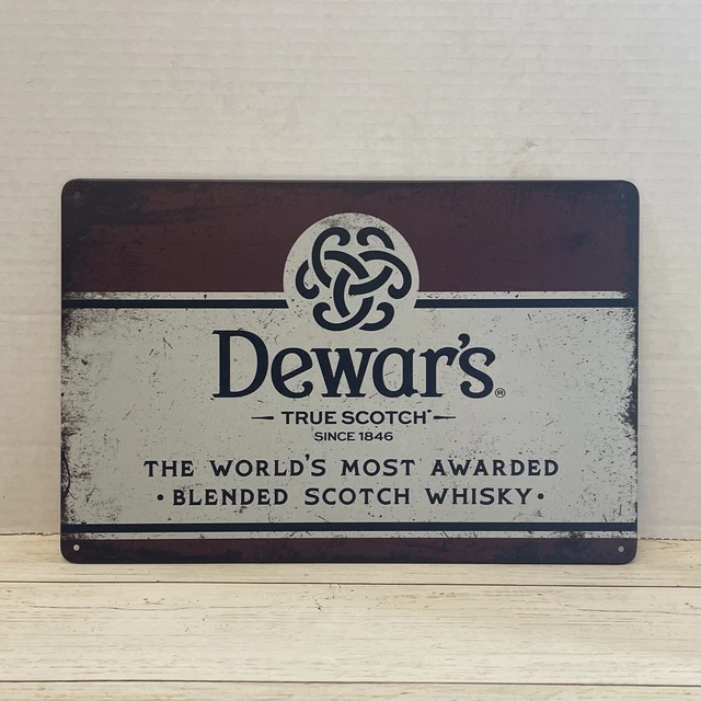 Dewar’s True Scotch Tin Sign Whisky Bar Pub Metal Sign Dewars