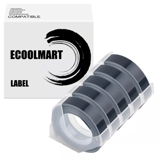 Cinta de etiqueta de rollos negros de 5 piezas para cinta fabricante de etiquetas Dymo 3D 3/8" x 3 m 9 mm