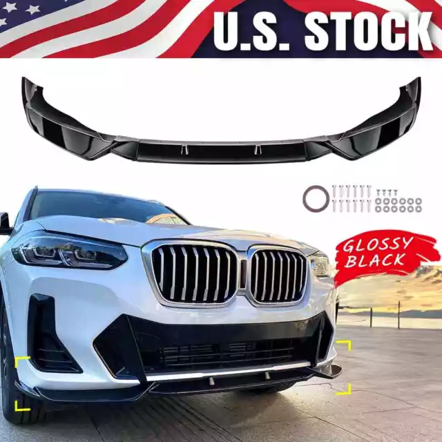 For BMW X3 G01 X4 G02 M Sport 2022-2024 Gloss Black Front Bumper Spoiler Lip Kit