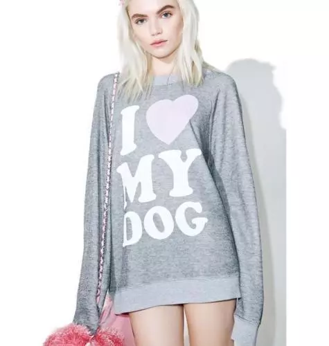 NWOT WILDFOX COUTURE BBJ "I ❤️ My Dog" Must Love Dogs Sommer's Sweater Sz XS