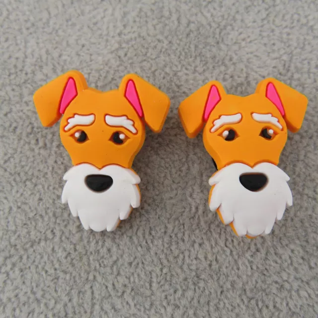 FOX TERRIER DOG Shoe Charms for Crocs Wristbands Set of 2 Puppy Face Yellow