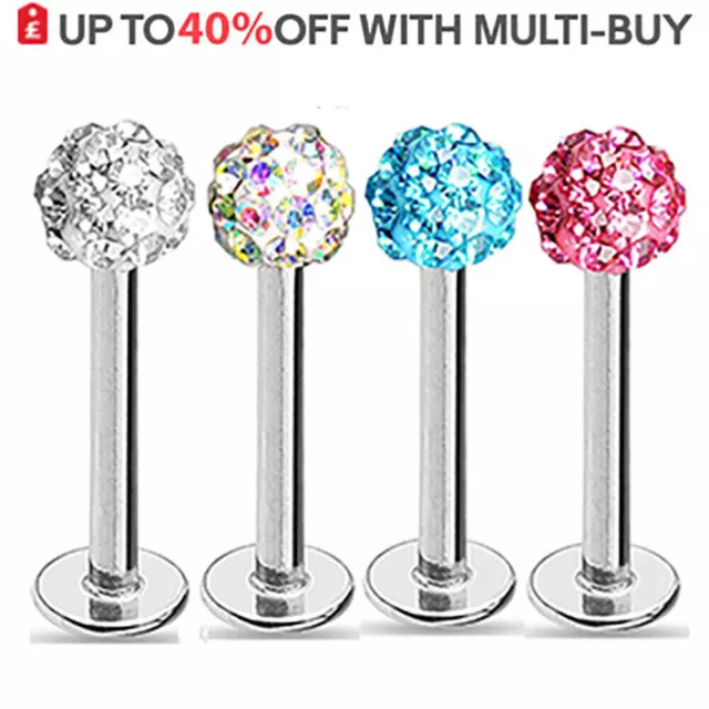 Labret Stud Tragus Monroe Nose Bar Ear Cartilage Piercing Labrets Gem Lip Bars