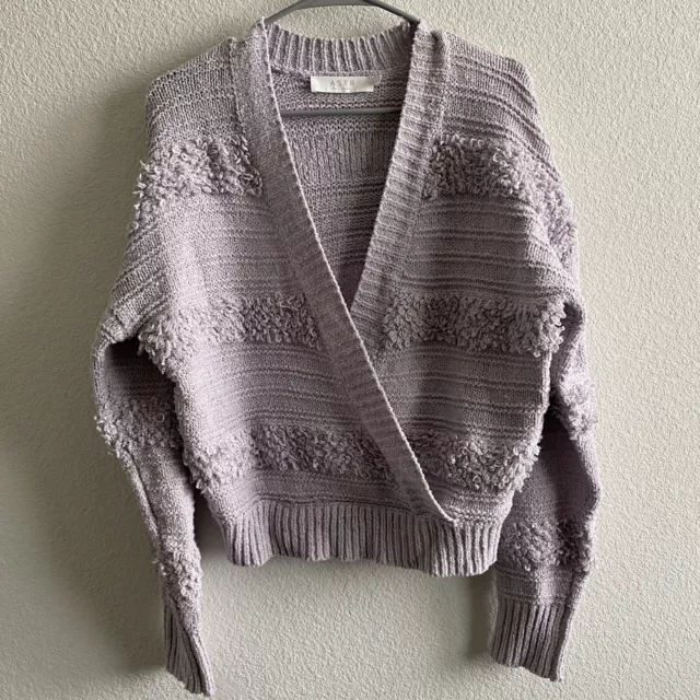 Astr The Label Lavender Wrap Front Madeline Sweater Women's Size Large