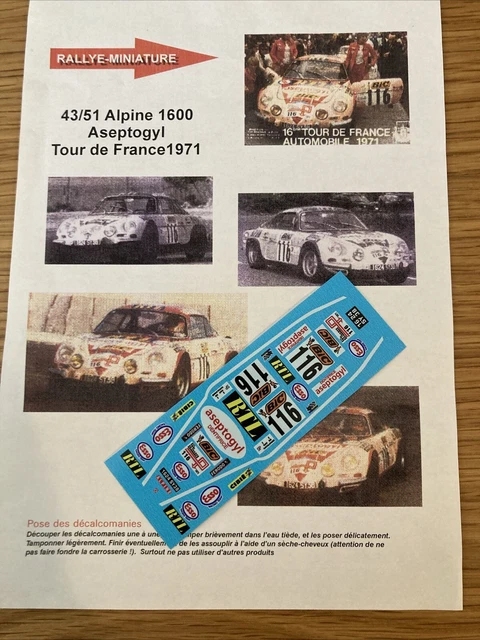 DECALS 1/32 REF 1279 Alpine Renault A110 Mouton Tour De Corse 1975