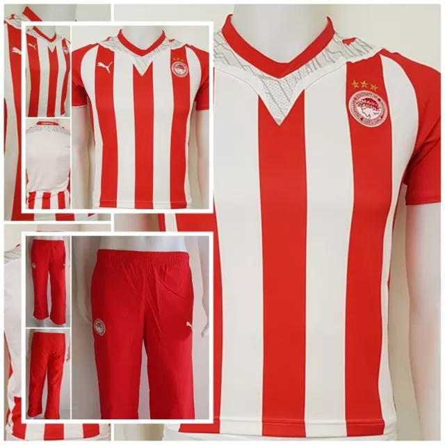 Puma Trainingsanzug Olympiakos Piräus Kinder Hose & Trikot Shirt rot Weiß E