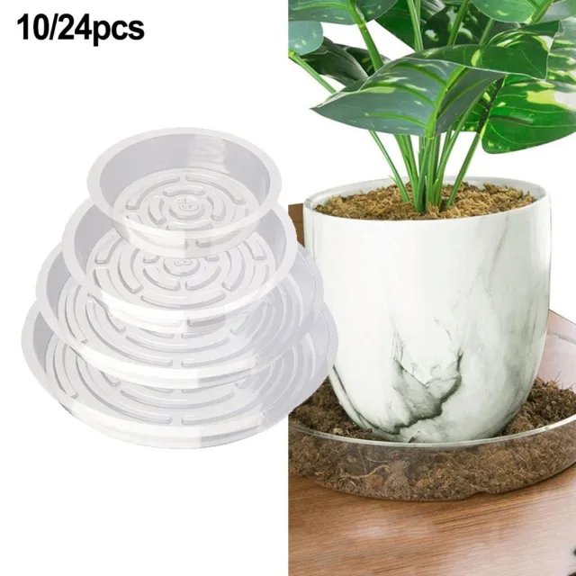 Klare Kunststoff Blumentopf Untersetzer für Indoor Pflanzen Set mit 10/24 Stück