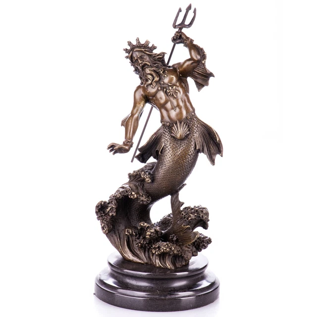 MYTHOLOGICAL BRONZE FIGURE of the Roman god Neptune with trident EUR ...
